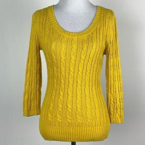 Ann Taylor loft sweater XS Yellow 8% rabbit hair - Picture 2 of 10
